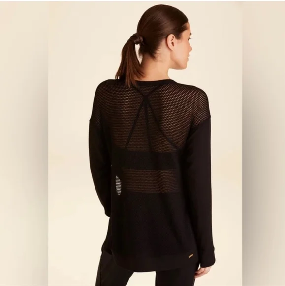 Alala Heron Mesh Knit Oversized Long Sleeve Sweatshirt in Black size Small - Picture 5 of 15